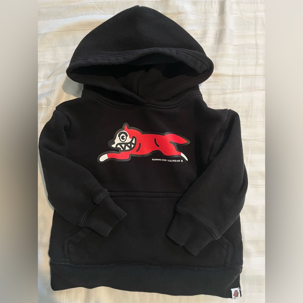 Icecream Black Hoodie with Red Dog Graphic